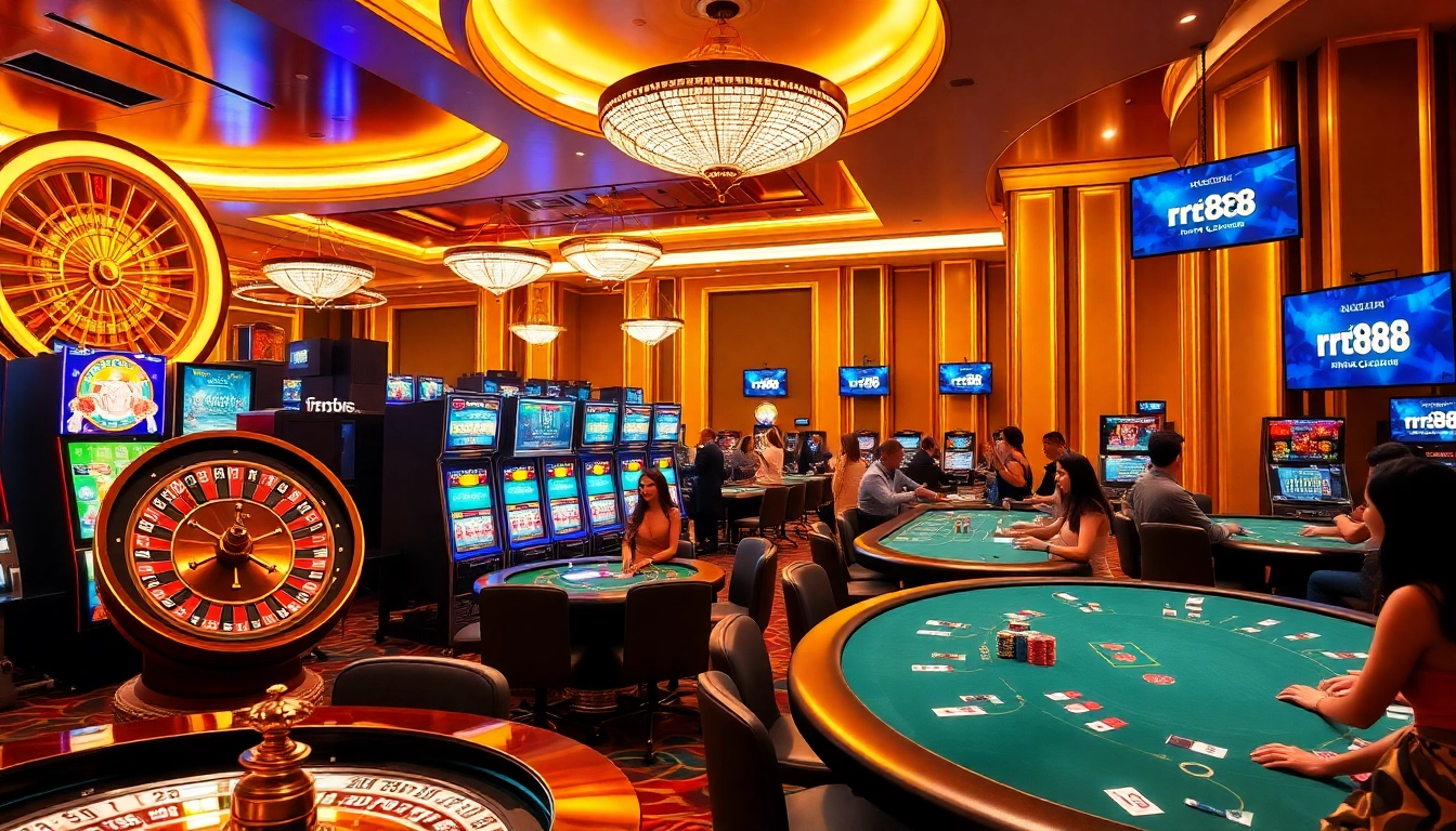 Experience the thrilling excitement of rr88.com with vibrant casino elements and professional gambling decor.
