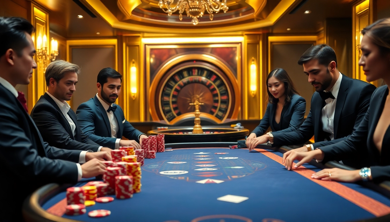 Experience the excitement of Nhà cái win88 at an elegant casino poker table with high-stakes players.