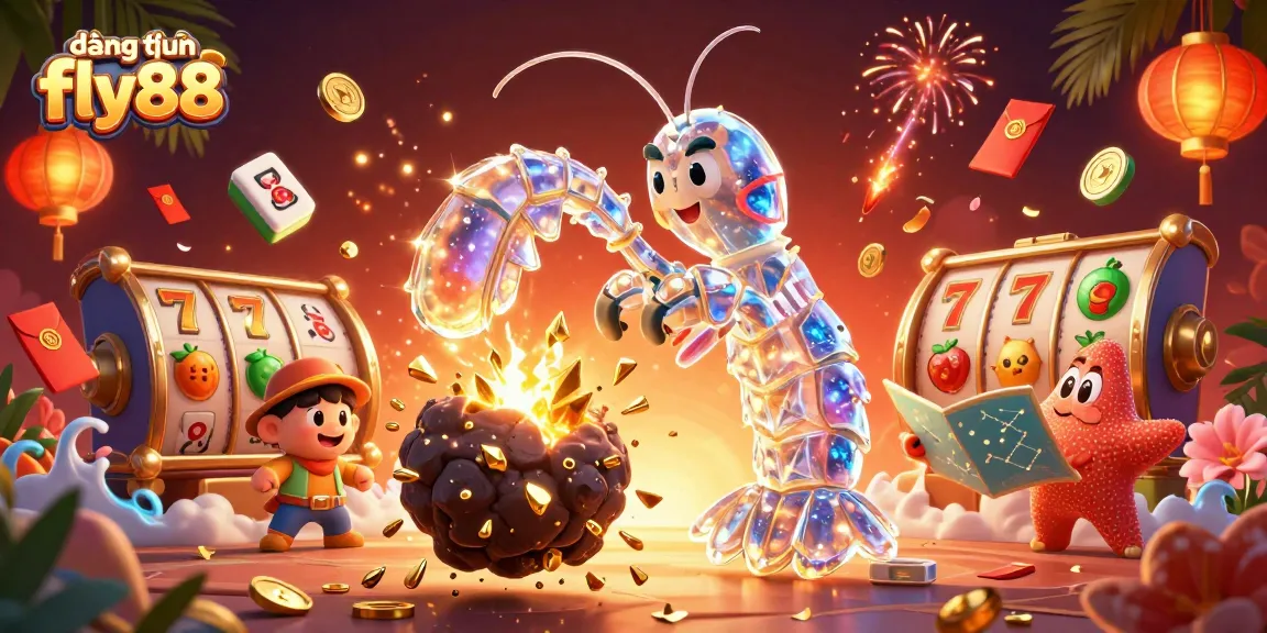 Engage with đăng nhập fly88 using a vibrant 3D casino illustration featuring galactic characters.